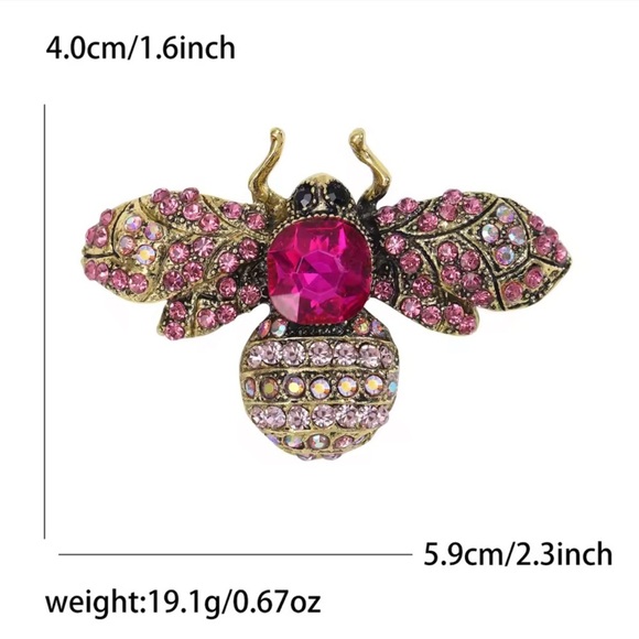 Sparkling Bee Crystal Gold Brooch - Picture 2 of 3